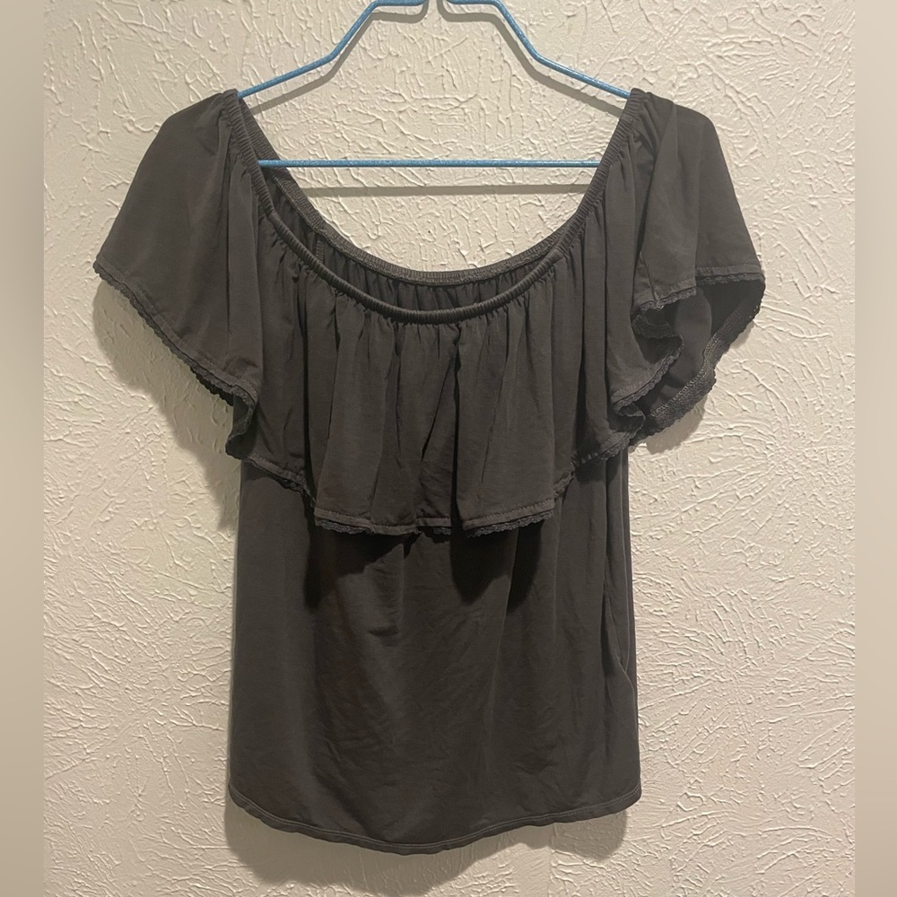 Grey off the shoulder blouse